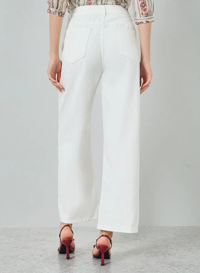 Styli  Women Off-White High-Rise Straight Leg Jeans for Women | Best Price UAE